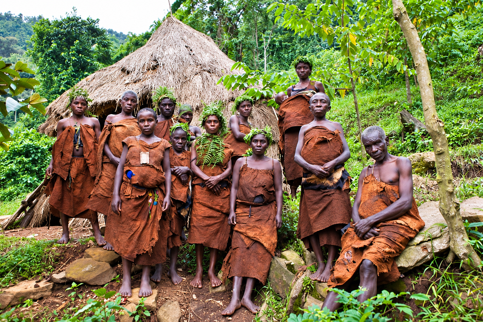 Batwa people in Uganda during a traditional cultural experience